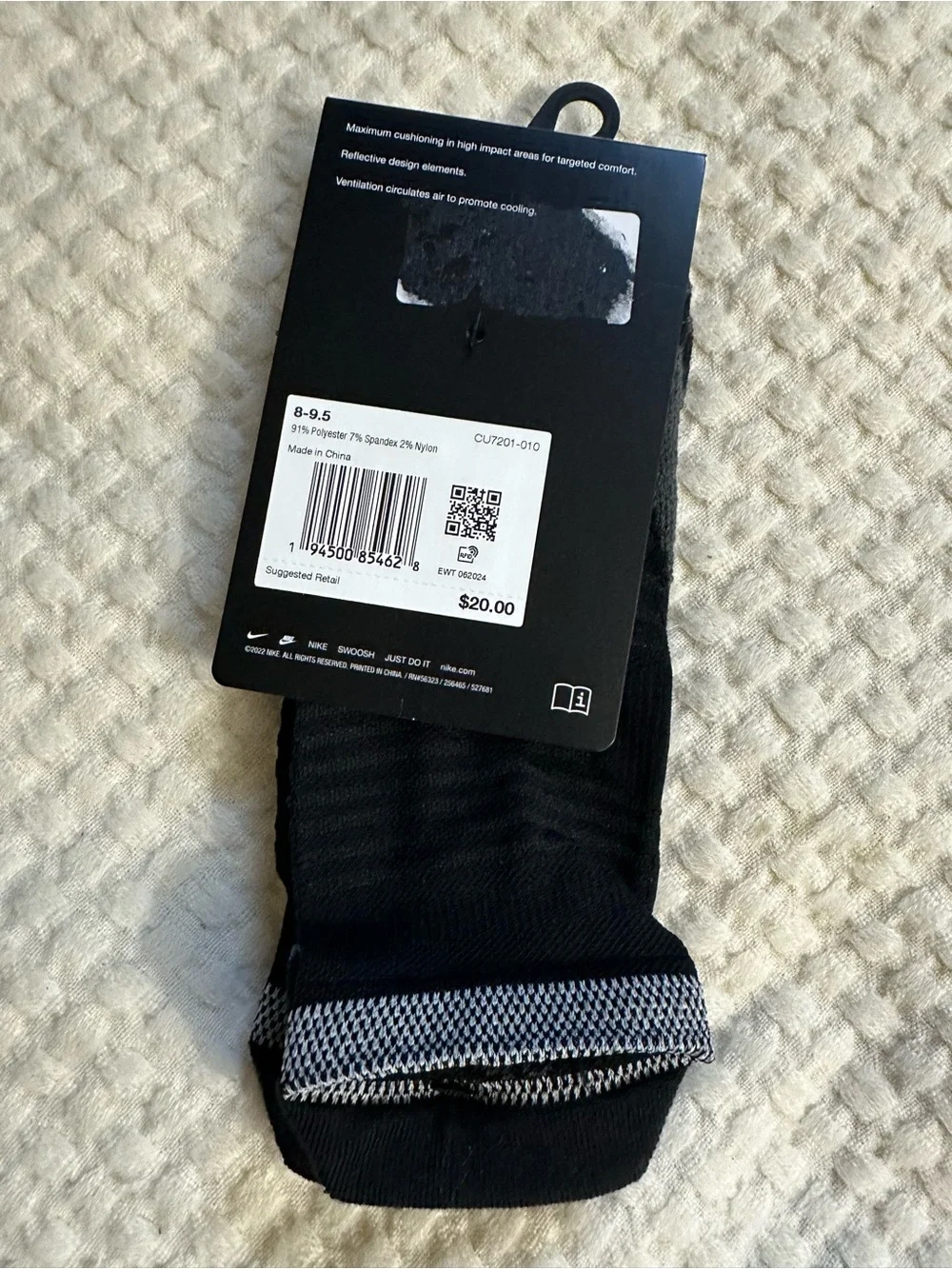 Nike Black No-Show Athletic Socks with White Accent